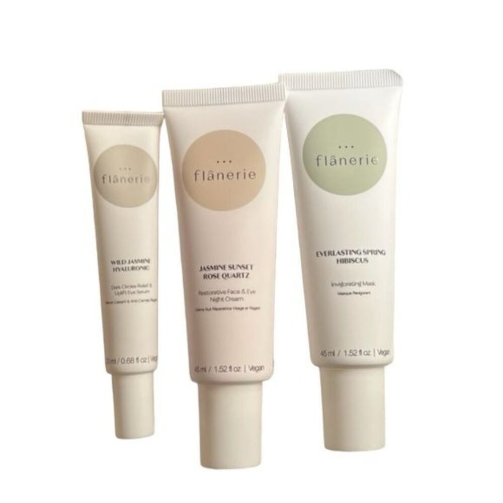 NEW Flanerie Rest & Rebalance Set Eye Serum Mask & Face & Eye Cream Set French